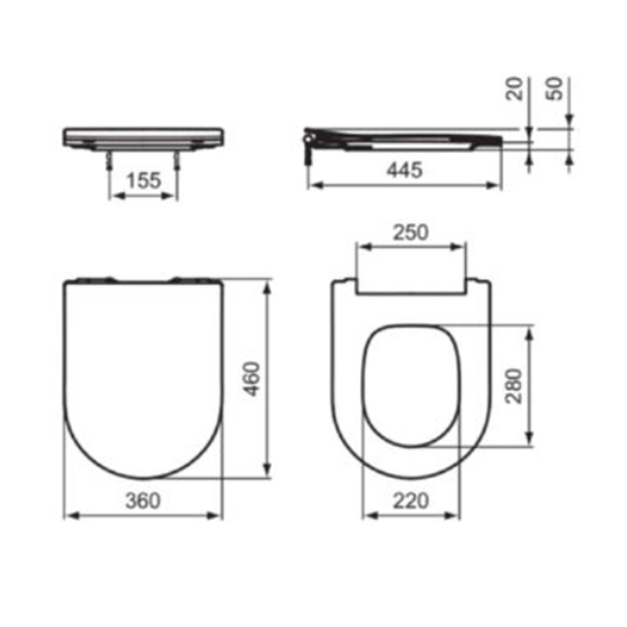 T520801 Ideal Standard Blend Curve Сиденье для унитаза, цвет: белый