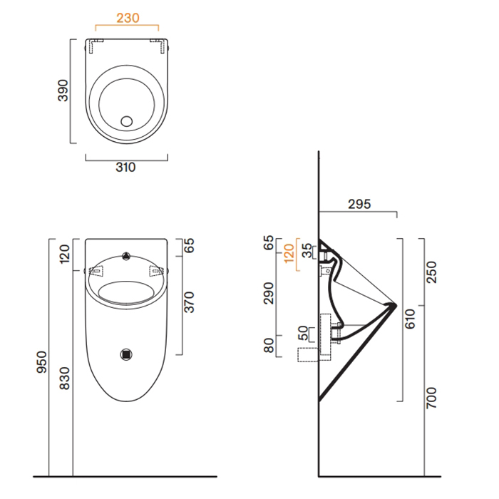 0932610001 Catalano Comfort Писсуар 61*31, цвет белый глянцевый