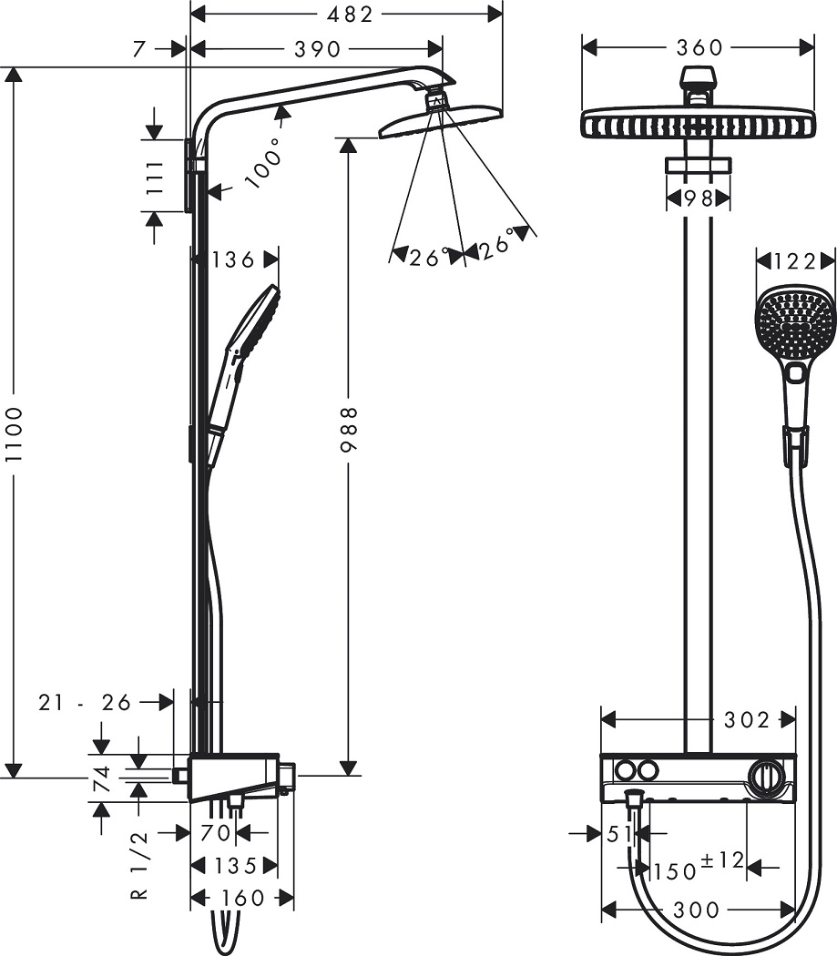 Hansgrohe Raindance E Showerpipe 360 1jet 27288400