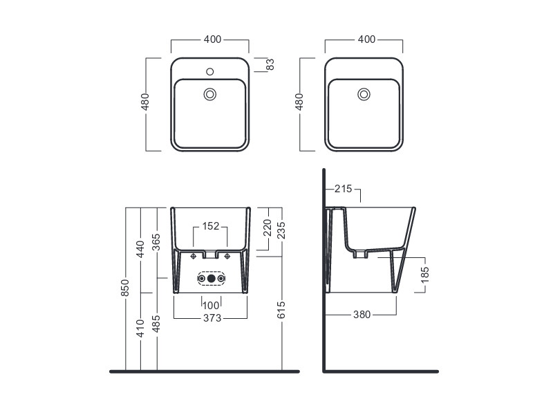 YXJH01 HATRIA G-FULL Раковина подвесная 40x48 без отверстия под смеситель