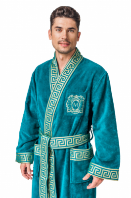 TESORO Халат банный, 100% хлопок, зелёный
