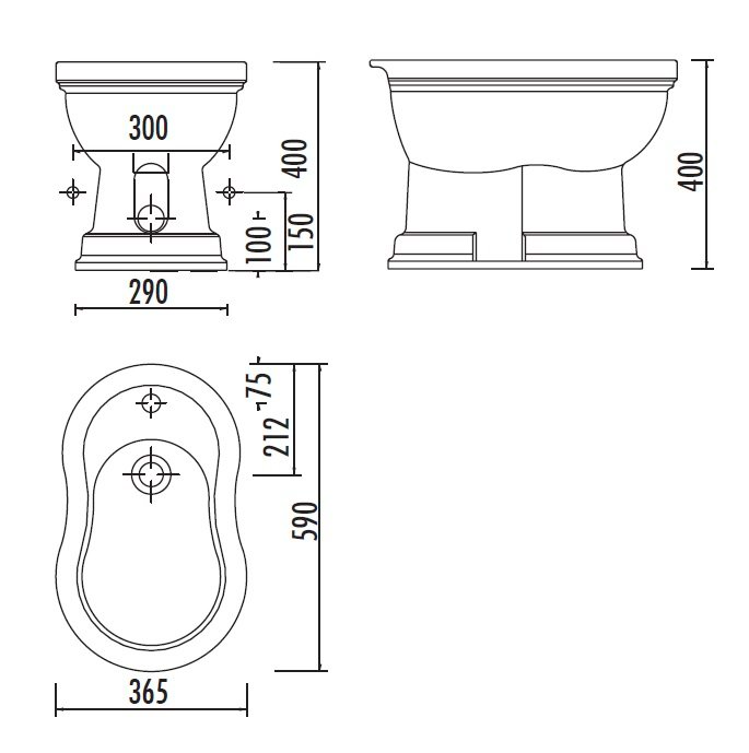 Биде напольное Creavit KLASIK КАРАМЕЛЬ KL500-00PR00E-0000