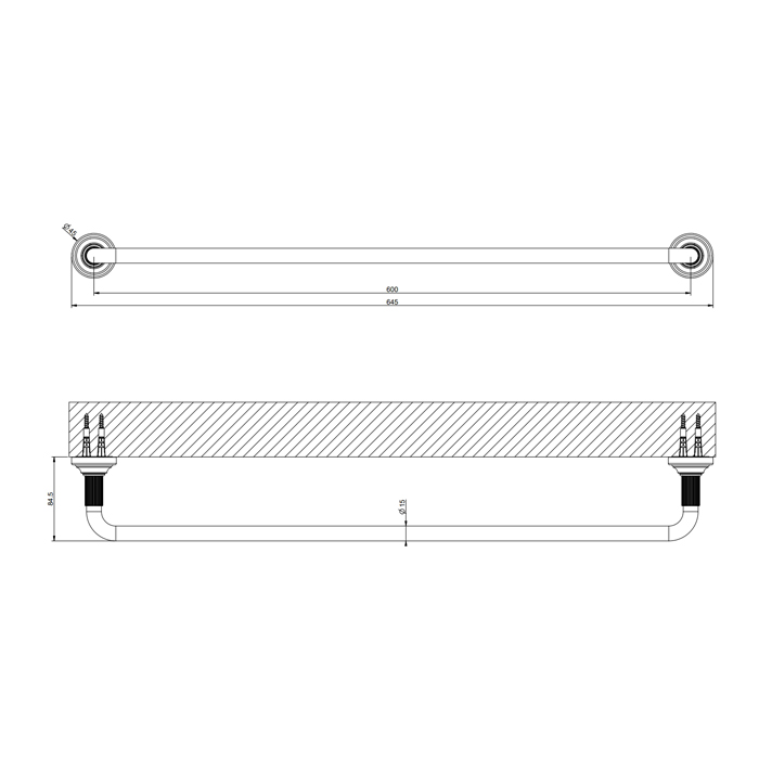 Gessi Venti20 Полотенцедержатель 600 мм., цвет Brass PVD 65503#710
