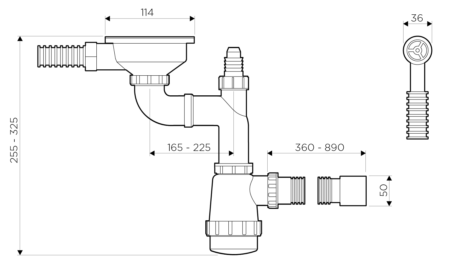 Сифон для кухонной мойки Omoikiri WK-1-R-AB