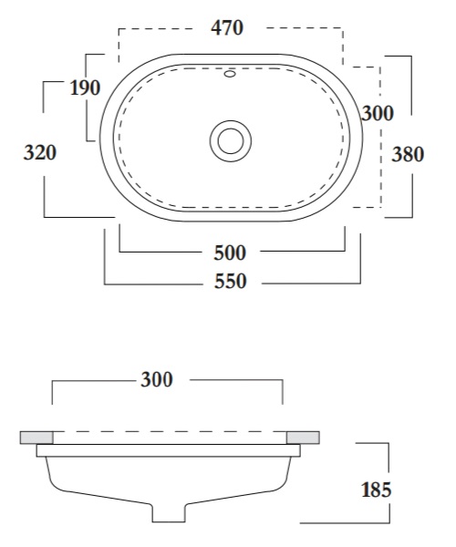 Раковина встраиваемая 55x38 Olympia Sottopiano ovale lil4455001