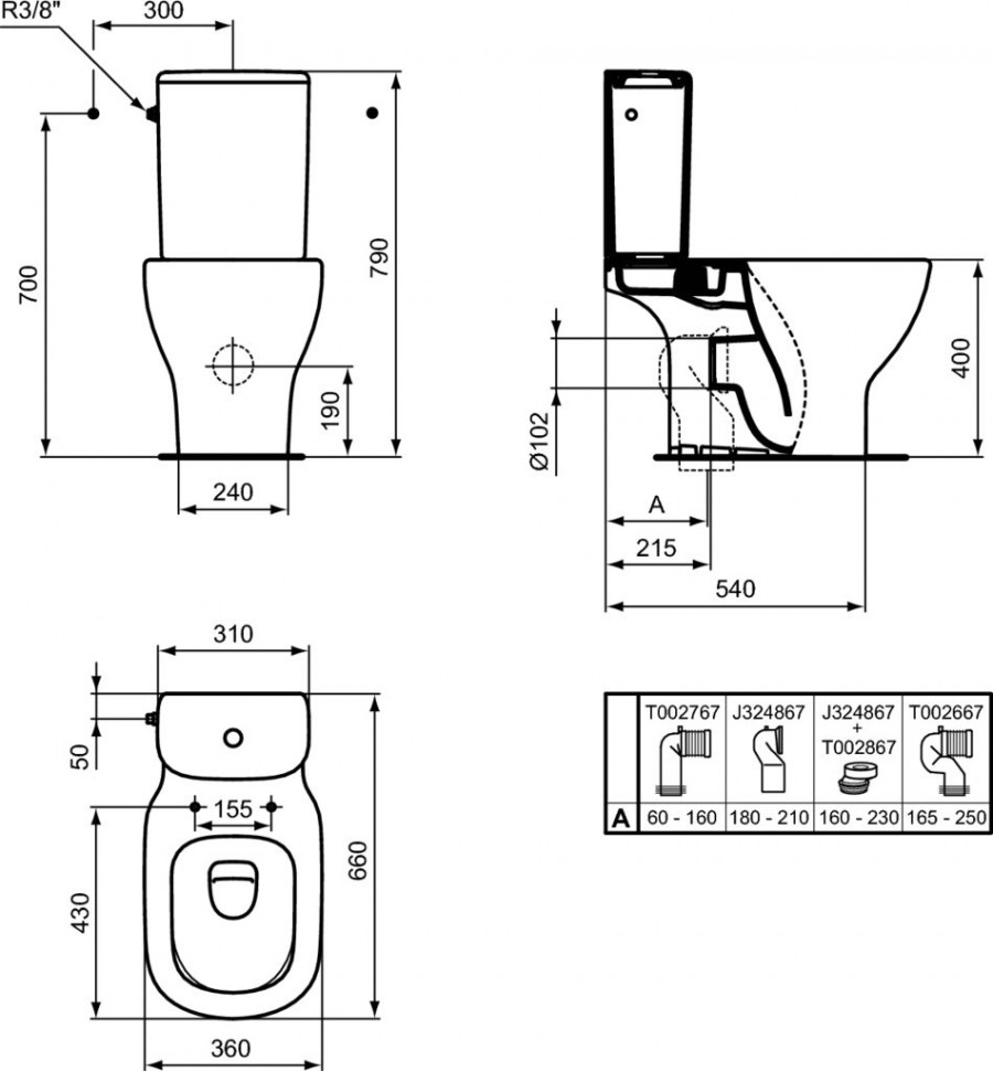 Унитаз с бачком Ideal Standard TESI AquaBlade® T008701