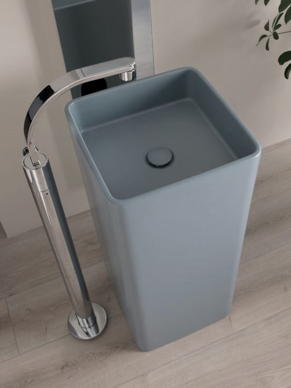 Flaminia Mono WASh40 раковина 40х40 см, напольная, отдельностоящая слив в пол, керамика, цвет пепельный