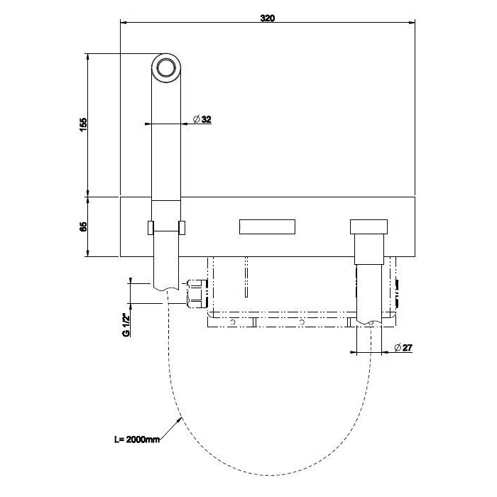 32940#031 Gessi Water Tube Kneip Душевой комплект: смеситель, ручной душ (пластик), вывод для воды, шланг, цвет: хром