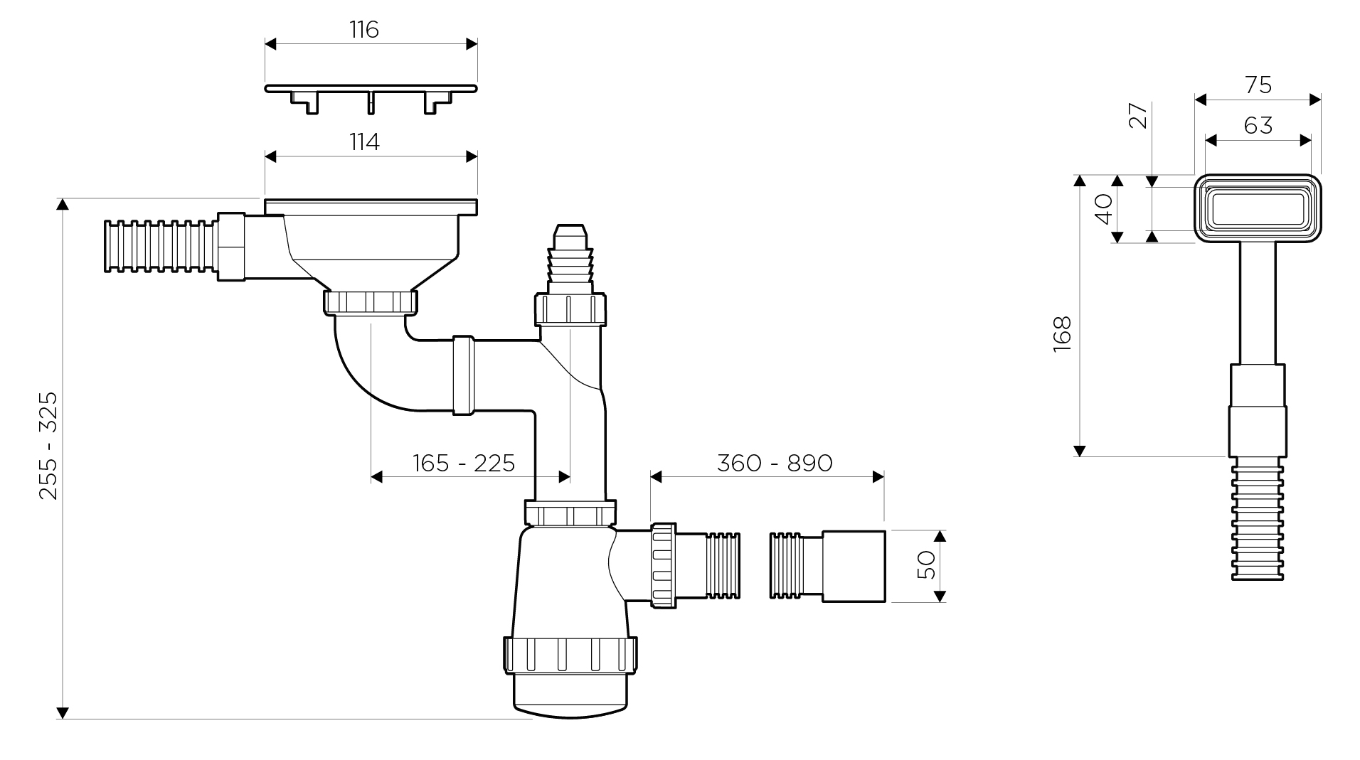 Сифон для кухонной мойки Omoikiri WK-1C-LG