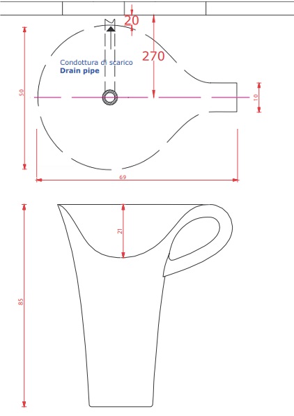 Раковина кружка напольная Artceram CUP OSL004 01 50 bi/nero чёрно/белая
