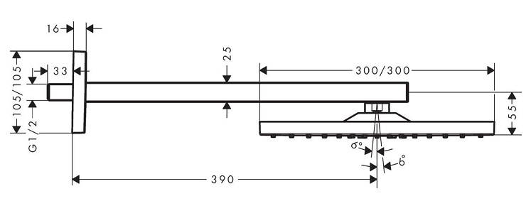 Верхний душ Hansgrohe Raindance E 300 1jet 26238000