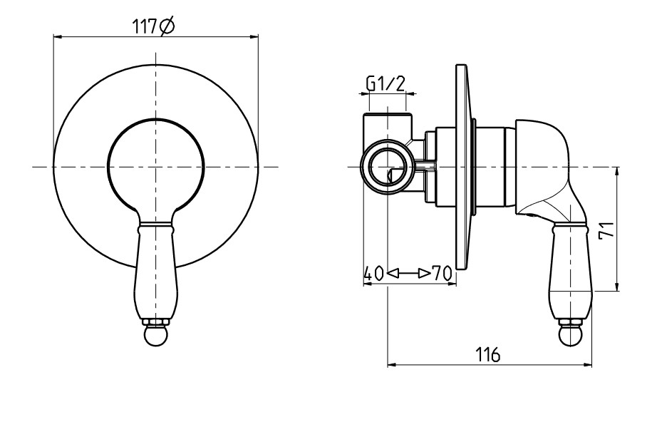 M&Z DSY02704 Desy Смеситель для душа встраиваемый, БРОНЗА