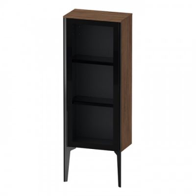 Duravit XViu Шкаф подвесной со стеклянной дверью 40x24x89см, 2 стеклянные полки (петли справа), цвет: walnut dark/черный матовый XV1360RB221