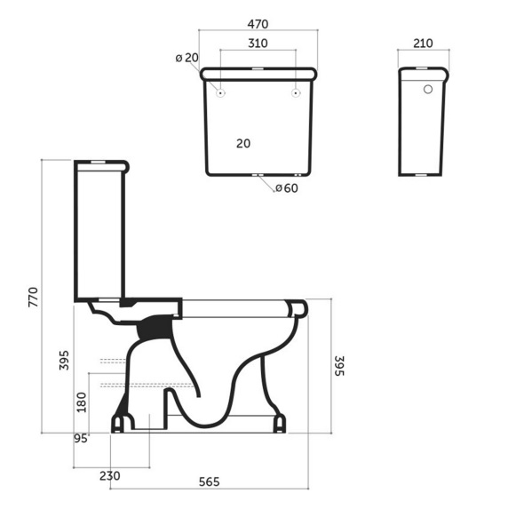 Унитаз с бачком слив впол Disegno Ceramica Paolina PA00300001