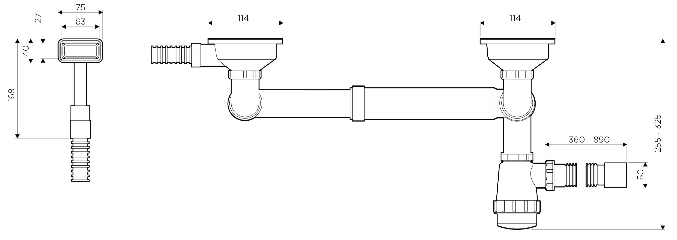 Сифон для кухонной мойки Omoikiri WK-1.5-IN