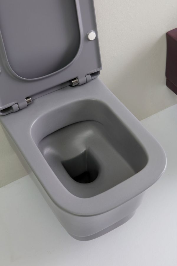 White Ceramic Idea W10003FM, Унитаз подвесной безободковый 50 см, цвет серый матовый