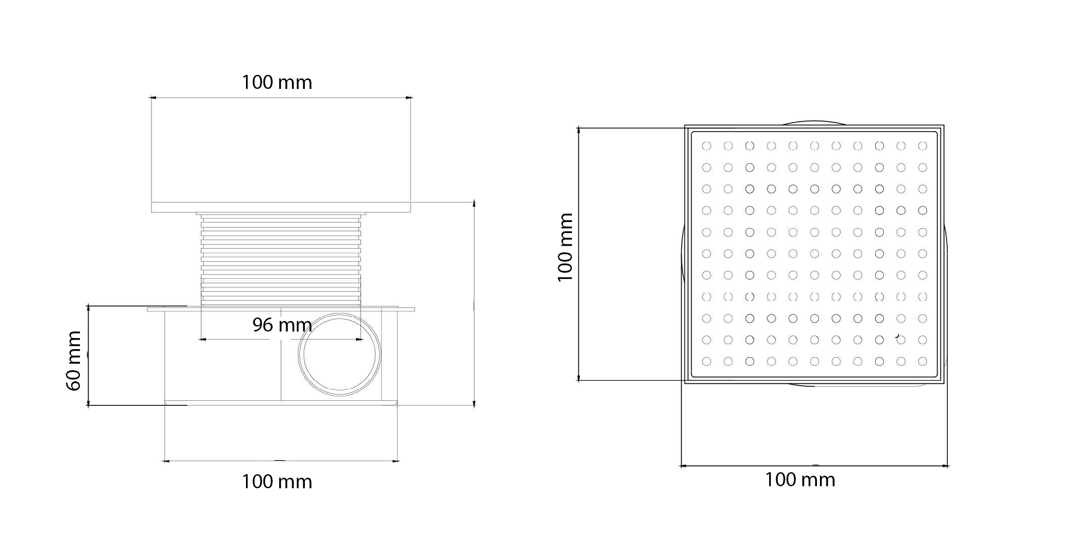 Душевой трап SMART DESIGN 10x10 cm, нерж.сталь хром 984-10-CR