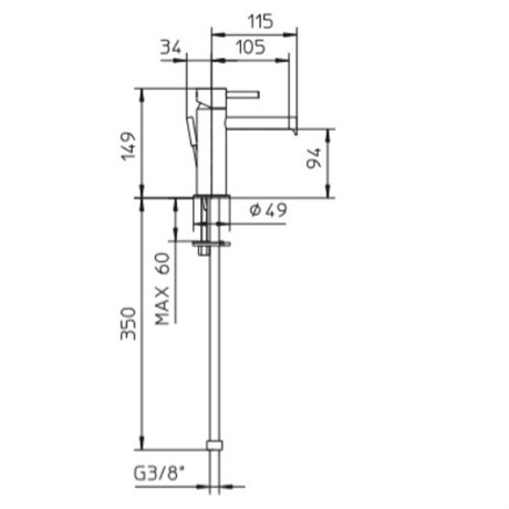 49311143 Palazzani Digit смеситель для раковины, 3/8" белый матовый