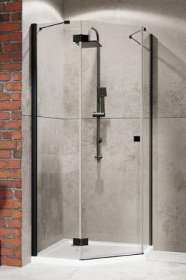 Кабина пятиугольная 90x100 Radaway Essenza Black PTJ, профиль чёрный матовый
