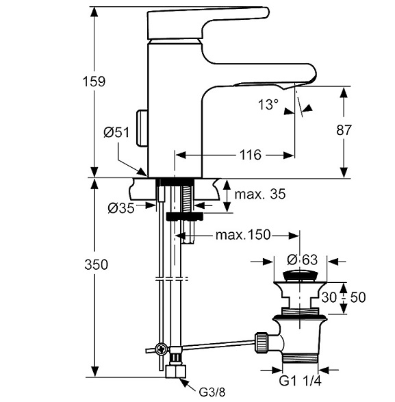 Смеситель для раковины Ideal Standard Attitude A4594AA