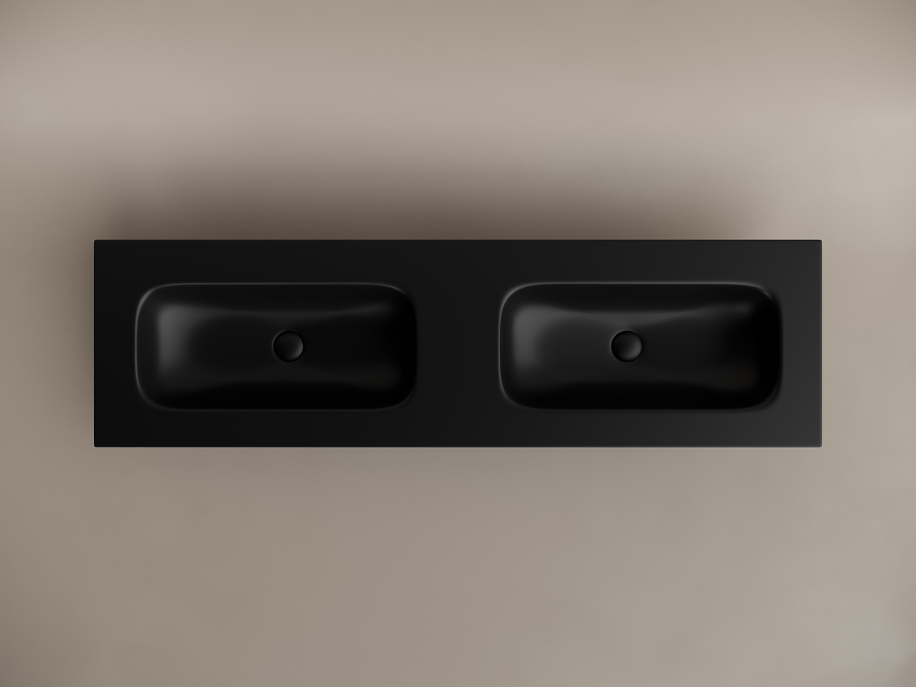 CN7023MBwx Ceramica Nova Раковина накладная мебельная CERAMICANOVA Grace 1610x457 с двумя чашами, цвет черный матовый CN7023MBwx