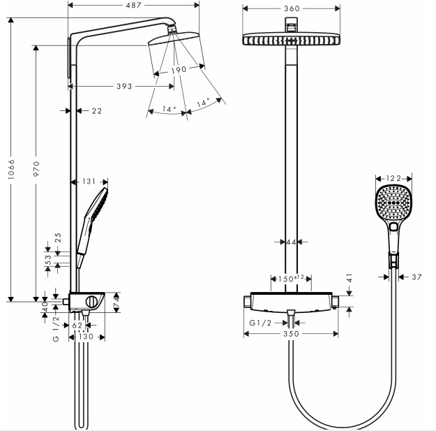 Hansgrohe Raindance E Showerpipe 360 1jet с термостатом 27112000