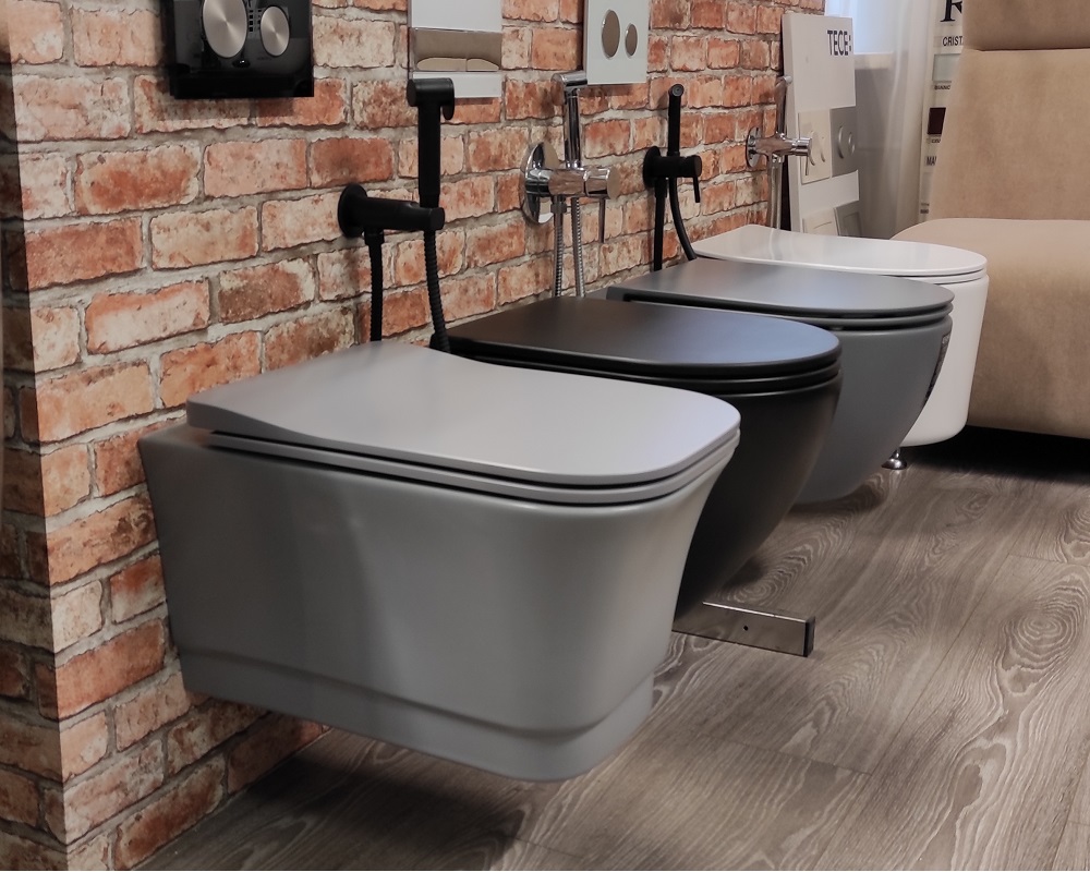 White Ceramic Idea W10003FM, Унитаз подвесной безободковый 50 см, цвет серый матовый