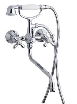 Emmevi Deco Classic, смеситель с длинным изливом (35см) и ручным душем для ванной, цвет хром 12011СМ35/CR