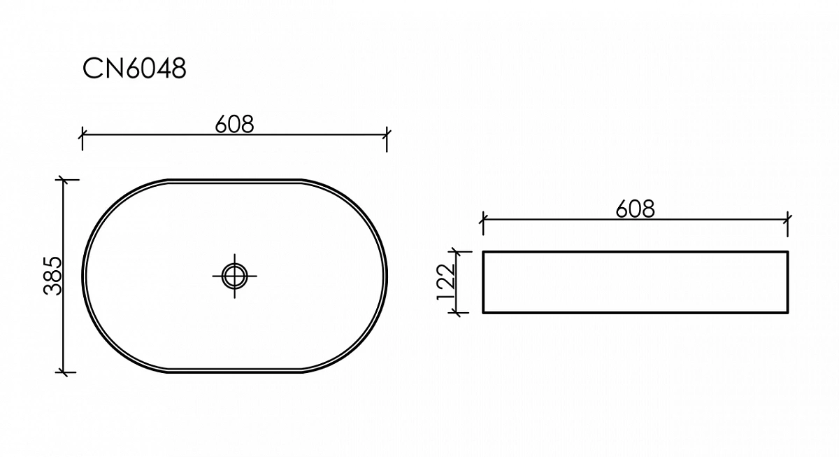 Умывальник чаша накладная овальная (цвет Чёрный Матовый) Element 600*380*122мм CN6048MB
