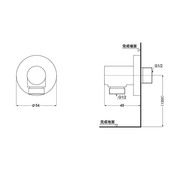 TBW01014R TOTO Showers Подключение для шланга, 54x49 мм, цвет: хром