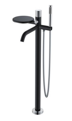 Смеситель для ванны напольный Boheme STICK BLACK TOUCH CHROME 129-BCR.2