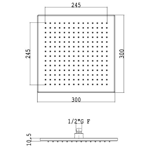 Потолочный душ 30x30 см. Aquaelite SF048A05Q чёрный матовый