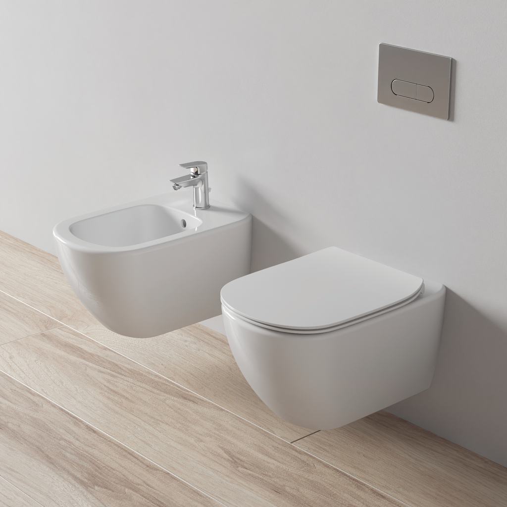 TT00001 комплект TESI AquaBlade® Подвесной унитаз 53 см. c тонким сиденьем