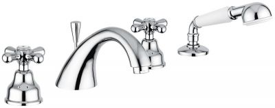 Emmevi Deco Classic, смеситель с ручным душем на борт ванны, 4 отверстия, цвет черный-золото 12120/NO
