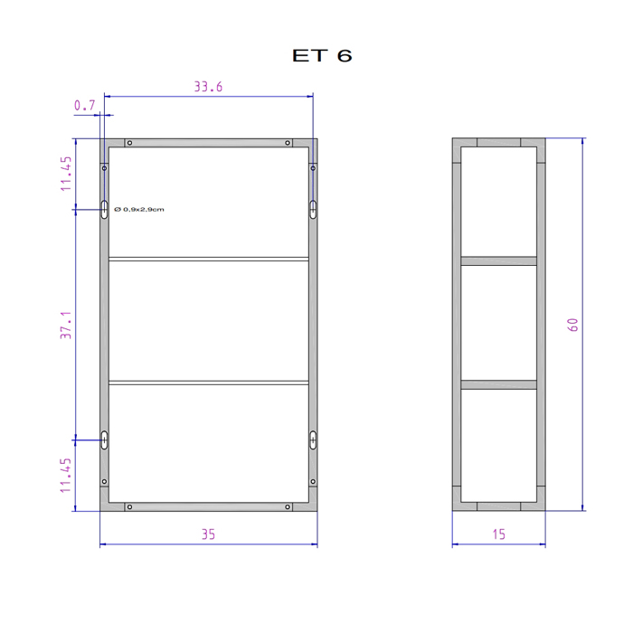 Decor Walther ET 6 Шкафчик открытый 35x15x60см, стекло сатинированное, подвесной, цвет: хром 702800