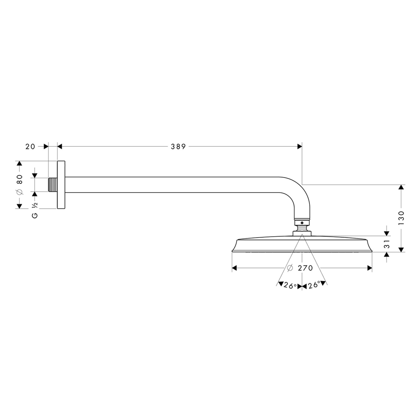 Верхний душ 240 мм Hansgrohe Raindance Classic Air 27424000