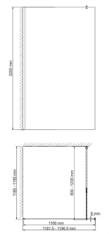 Abens 20W40 Душевая перегородка Размеры (Ш/В/Г): 120х200 см