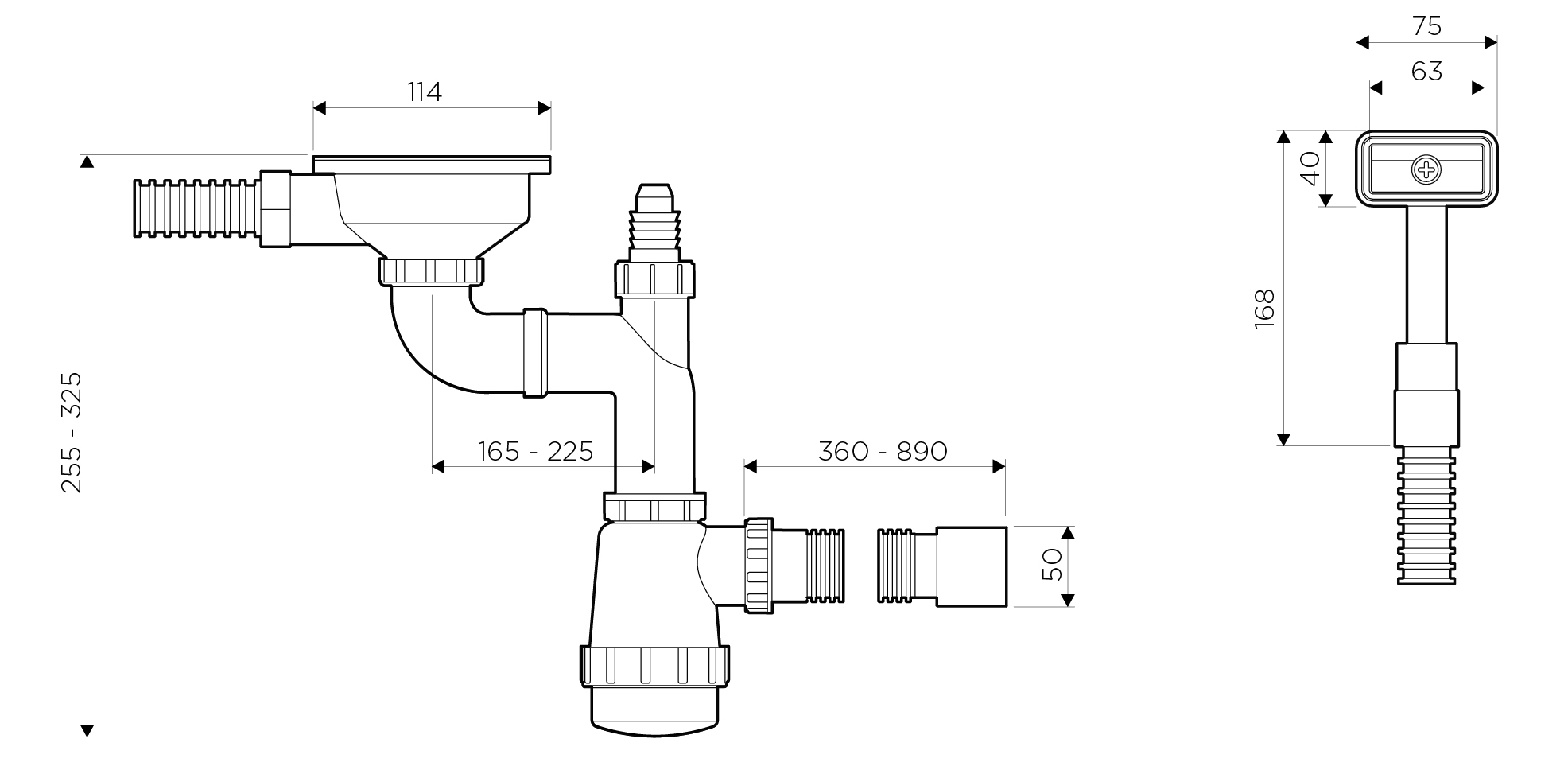 Сифон для кухонной мойки Omoikiri WK-1-S-IN