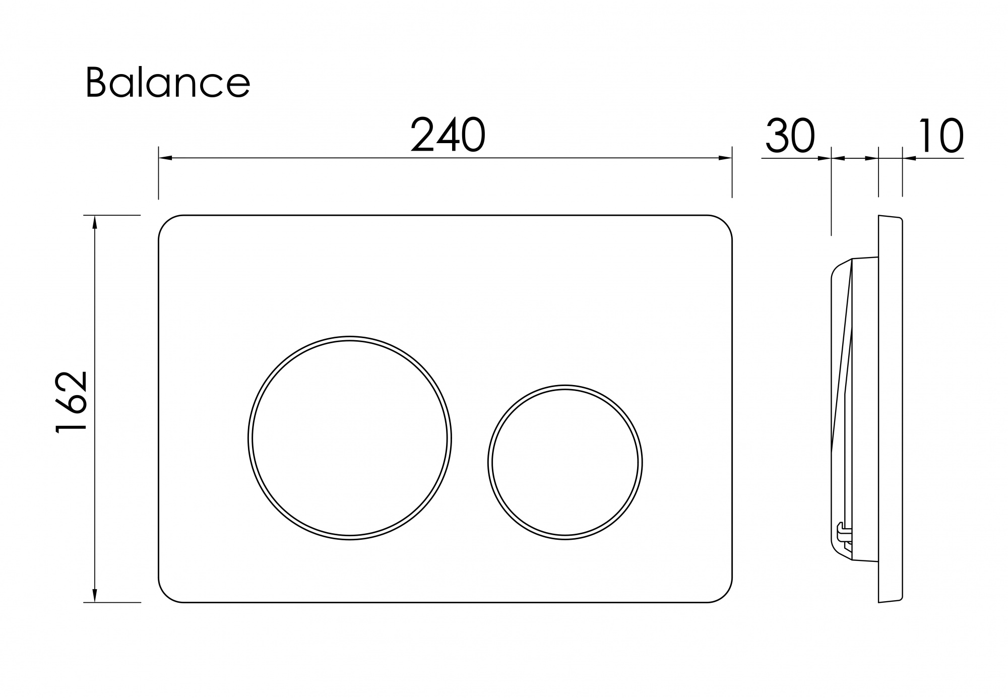 CN12-001MB Ceramica Nova Кнопка смыва Balance, клавиши Circle, цвет черный матовый