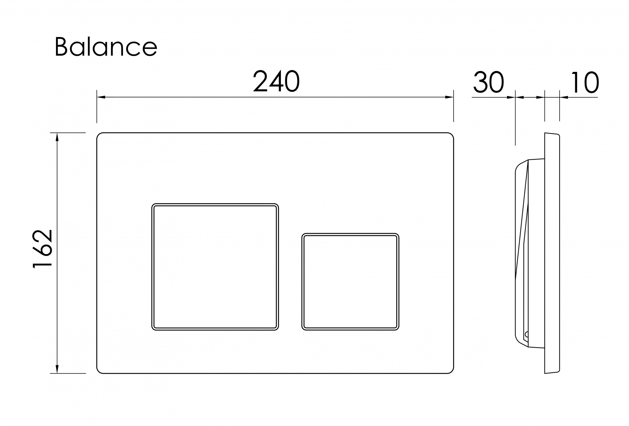 CN12-002MB Ceramica Nova Кнопка смыва Balance, клавиши Square, цвет черный матовый